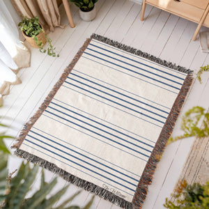 Personalized Woven Throw Blanket | Modern Boho Stripes, Unique Gift for Wedding Engagement Anniversary Keepsake, Family or Couple Last Name