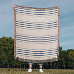 Personalized Woven Throw Blanket | Modern Boho Stripes, Unique Gift for Wedding Engagement Anniversary Keepsake, Family or Couple Last Name