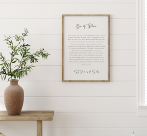 Be at Peace Prayer Print - St Francis de Sales Quote - Catholic Wall Art - Christian Poster Print - Inspirational Scripture Decor