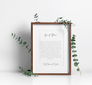 Be at Peace Prayer Print - St Francis de Sales Quote - Catholic Wall Art - Christian Poster Print - Inspirational Scripture Decor