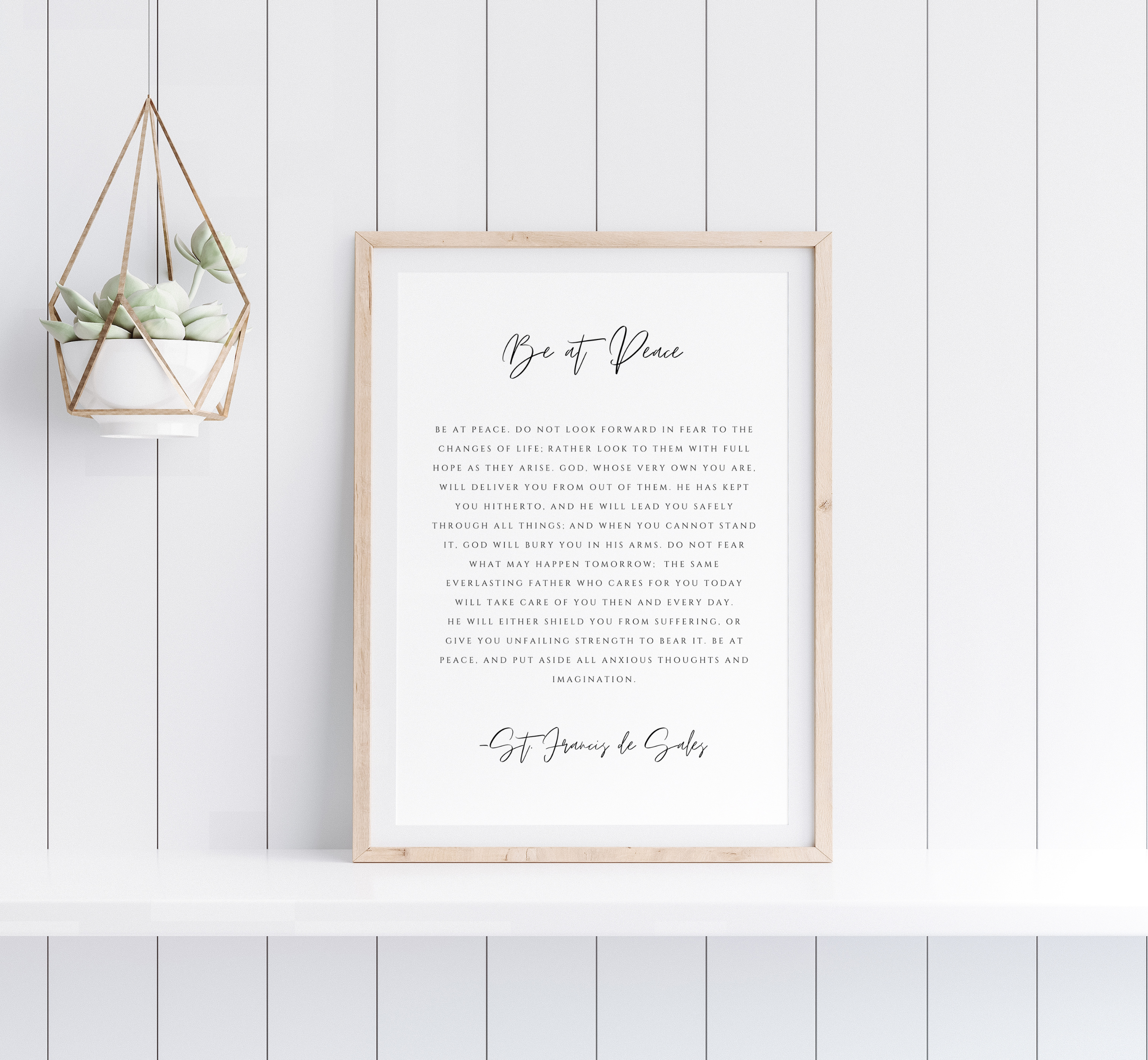 Be at Peace Prayer Print - St Francis de Sales Quote - Catholic Wall Art - Christian Poster Print - Inspirational Scripture Decor