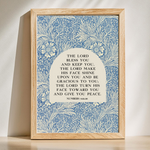 The Lord Bless You and Keep You – Numbers 6 Scripture Wall Art in Vintage Blue Florals Wall Art, Bible Verse Decor