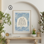The Lord Bless You and Keep You – Numbers 6 Scripture Wall Art in Vintage Blue Florals Wall Art, Bible Verse Decor