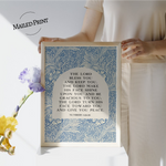 The Lord Bless You and Keep You – Numbers 6 Scripture Wall Art in Vintage Blue Florals Wall Art, Bible Verse Decor
