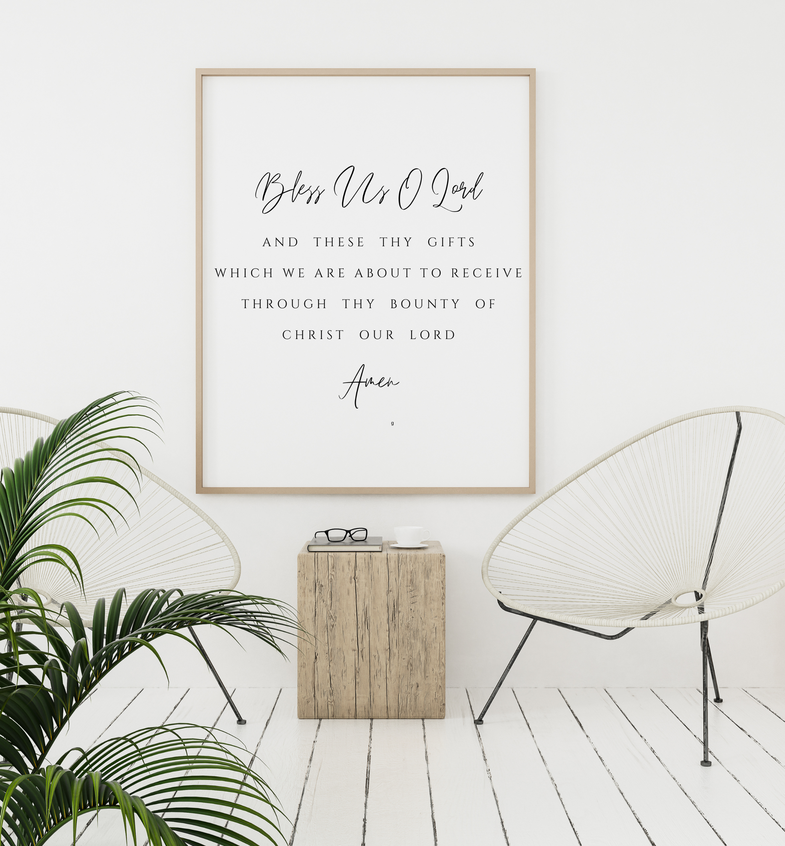 Bless Us O Lord Prayer Print – Catholic Kitchen Wall Art, Christian Home Decor, Grace Before Meals Poster