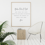 Bless Us O Lord Prayer Print – Catholic Kitchen Wall Art, Christian Home Decor, Grace Before Meals Poster