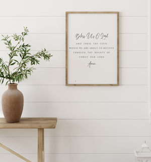 Bless Us O Lord Prayer Print – Catholic Kitchen Wall Art, Christian Home Decor, Grace Before Meals Poster