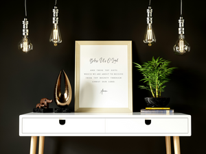 Bless Us O Lord Prayer Print – Catholic Kitchen Wall Art, Christian Home Decor, Grace Before Meals Poster