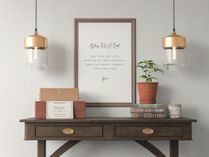 Bless Us O Lord Prayer Print – Catholic Kitchen Wall Art, Christian Home Decor, Grace Before Meals Poster
