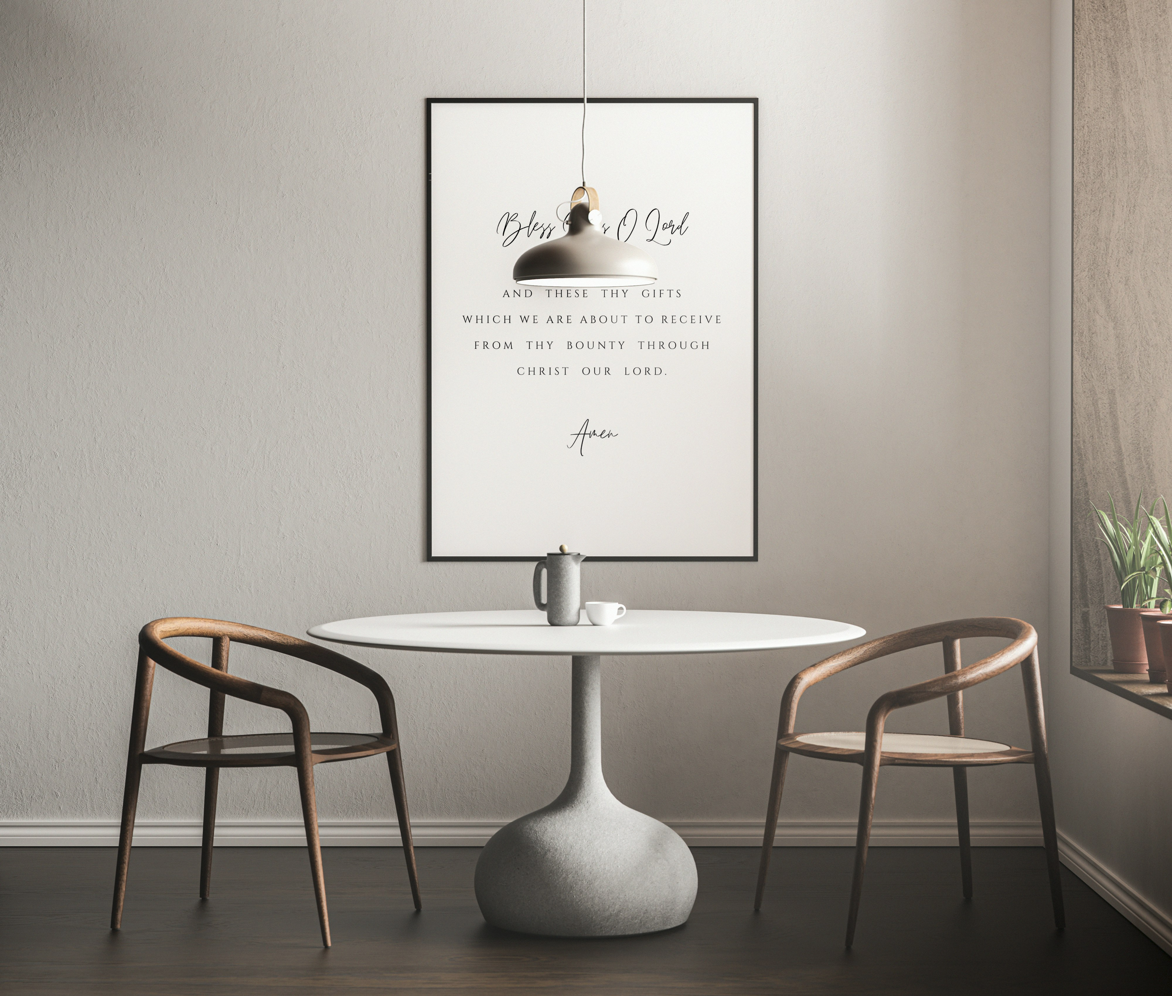 Bless Us O Lord Prayer Print – Catholic Kitchen Wall Art, Christian Home Decor, Grace Before Meals Poster