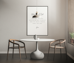Bless Us O Lord Prayer Print – Catholic Kitchen Wall Art, Christian Home Decor, Grace Before Meals Poster