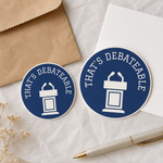 That's Debatable sticker size comparison, 2 inch and 3 inch