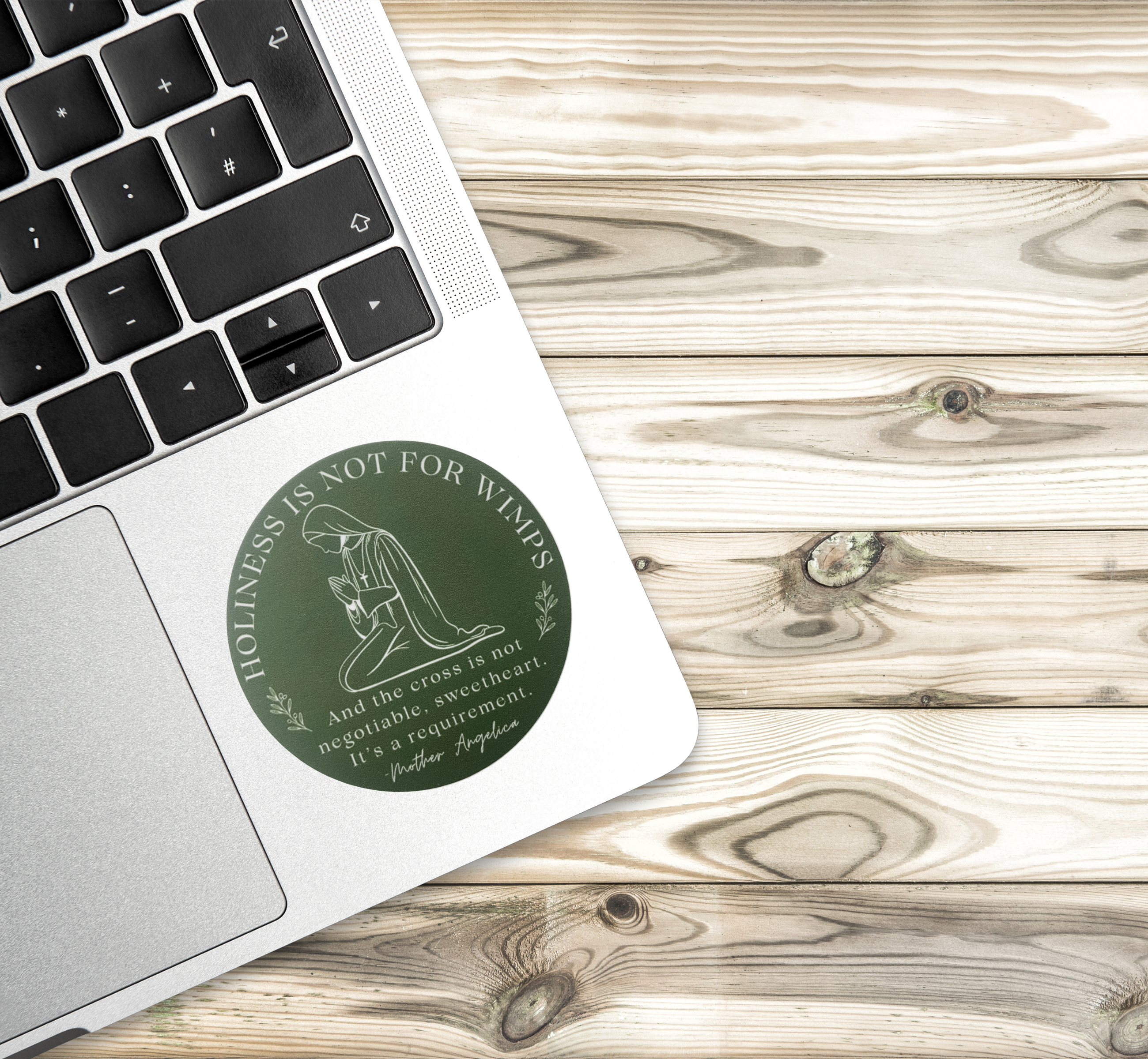 "Holiness Is Not for Wimps" Catholic Sticker – Mother Angelica Quote – Faith-Based Vinyl Stickrproof Vinyl Decal for Kindle, Laptop & More