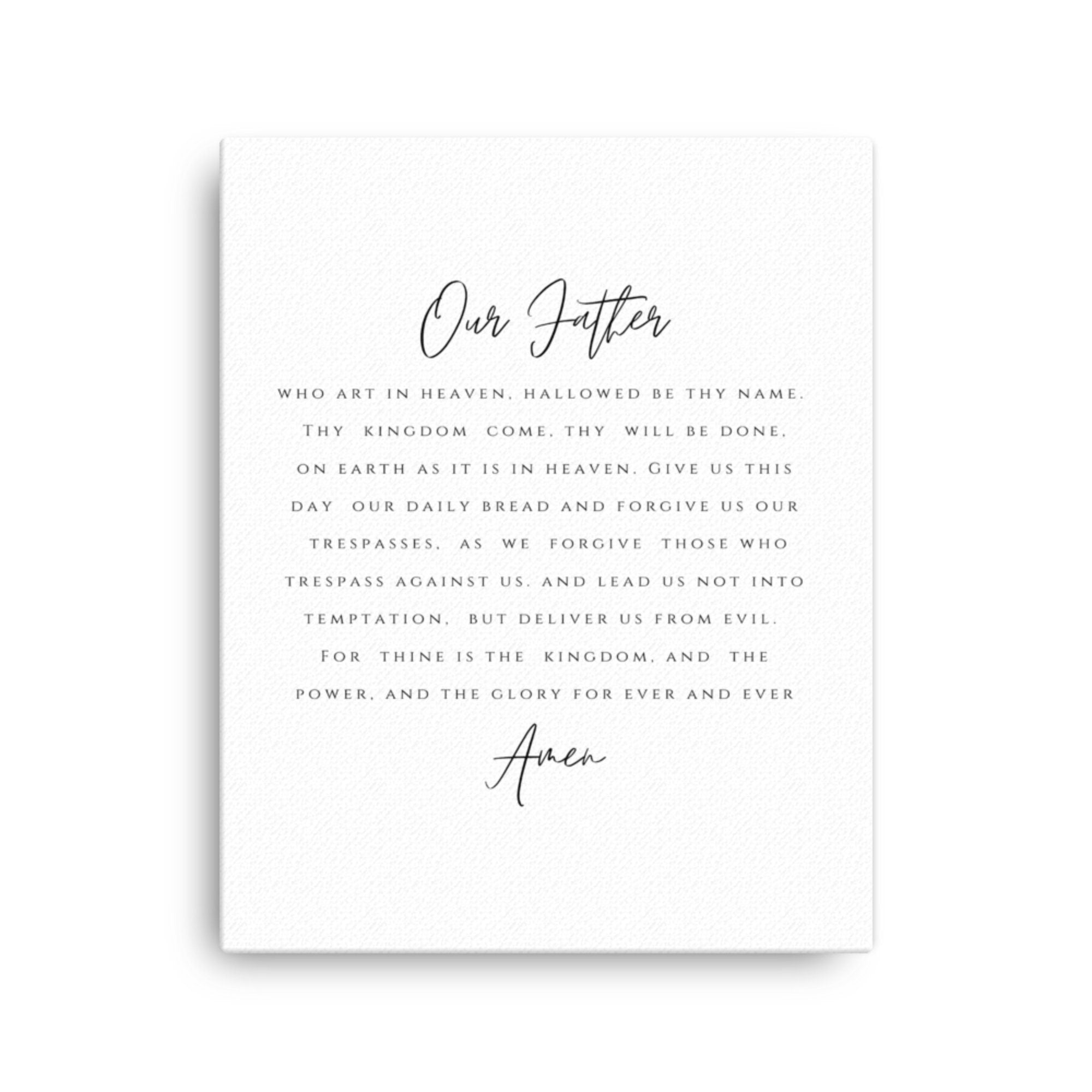 Lords Prayer Canvas | Our Father Prayer | Scripture Wall Art | Farmhouse Decor | Bible Verse Canvas Sign | Christian Art | Home Decor