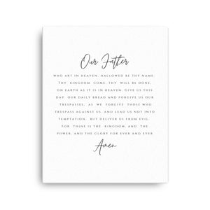 Lords Prayer Canvas | Our Father Prayer | Scripture Wall Art | Farmhouse Decor | Bible Verse Canvas Sign | Christian Art | Home Decor