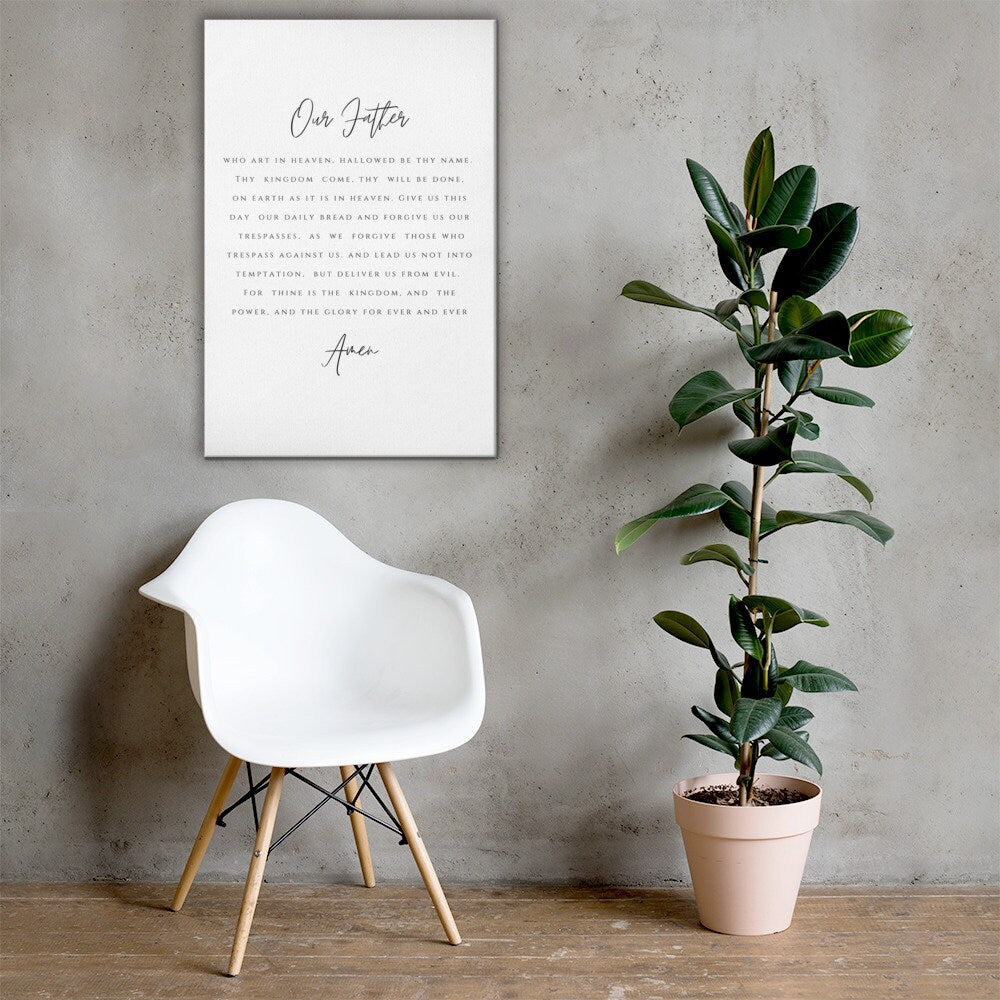 Lords Prayer Canvas | Our Father Prayer | Scripture Wall Art | Farmhouse Decor | Bible Verse Canvas Sign | Christian Art | Home Decor