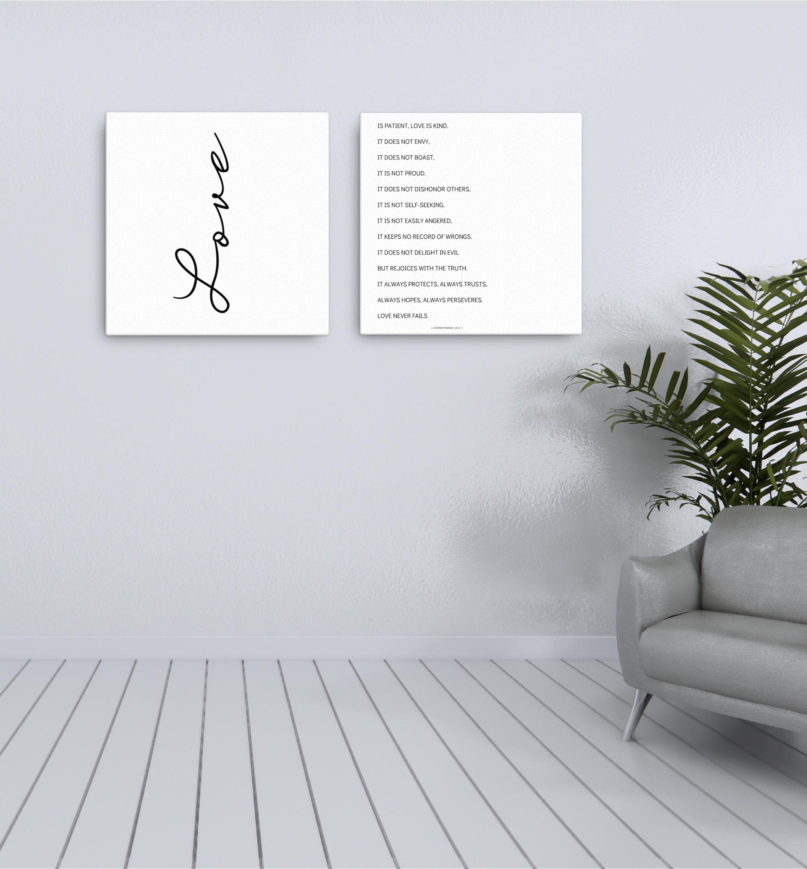 Love Is Patient Love is Kind Canvas | Master Bedroom Wall Art | 1 Corinthians 13 | Bible Verse Canvas | Wedding gift | Above Bed Canvas