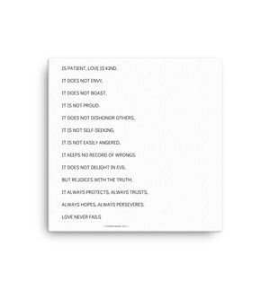 Love Is Patient Love is Kind Canvas | Master Bedroom Wall Art | 1 Corinthians 13 | Bible Verse Canvas | Wedding gift | Above Bed Canvas
