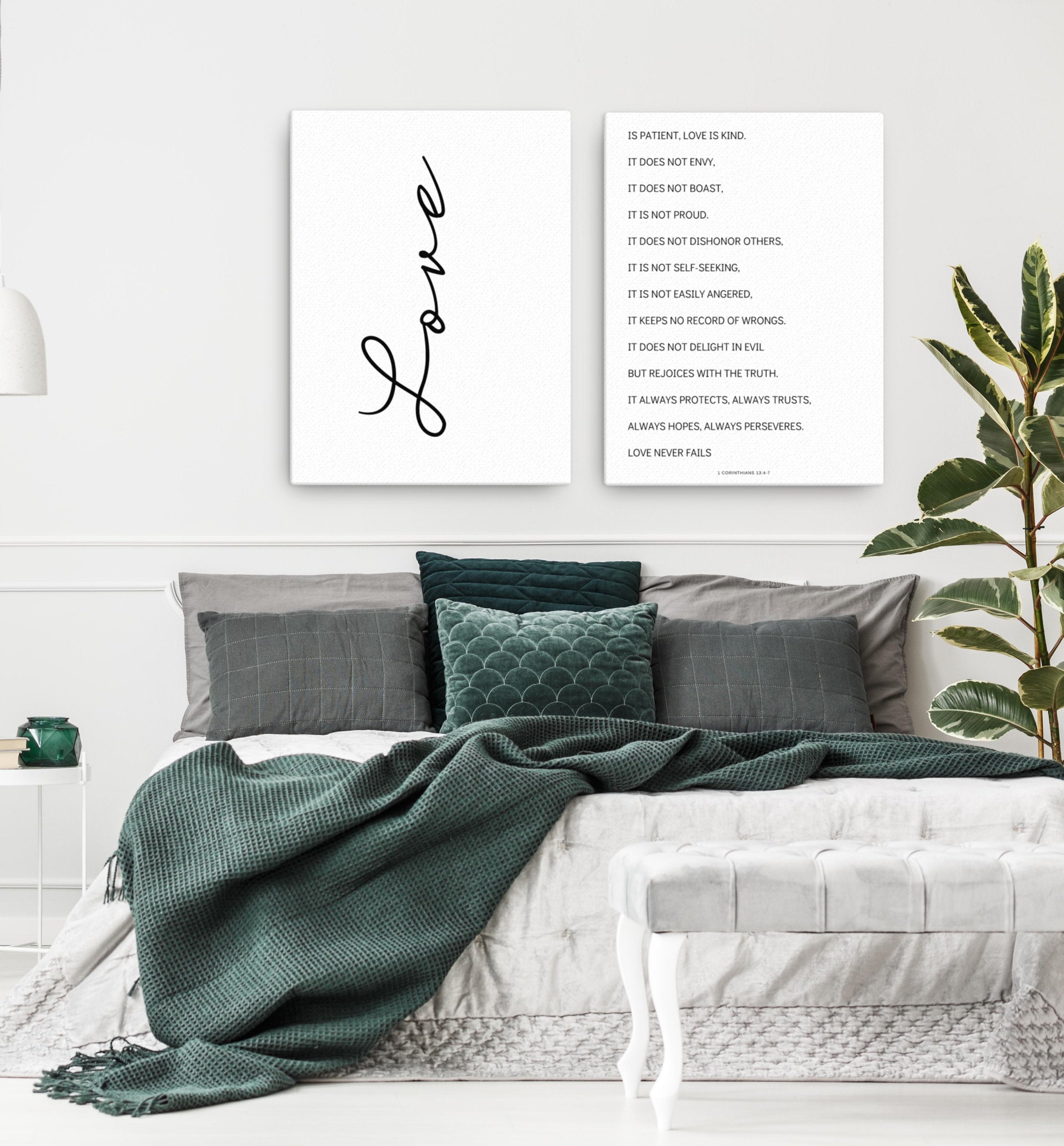 Love Is Patient Love is Kind Canvas | Master Bedroom Wall Art | 1 Corinthians 13 | Bible Verse Canvas | Wedding gift | Above Bed Canvas