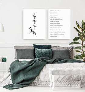 Love Is Patient Love is Kind Canvas | Master Bedroom Wall Art | 1 Corinthians 13 | Bible Verse Canvas | Wedding gift | Above Bed Canvas