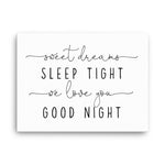 Sweet Dreams Sleep Tight Canvas | Nursery Room Sign | Nursery Decor | Nursery Wall Decor | Nursery Sign | Sign Above Crib | Canvas Art