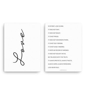 Love Is Patient Love is Kind Canvas | Master Bedroom Wall Art | 1 Corinthians 13 | Bible Verse Canvas | Wedding gift | Above Bed Canvas