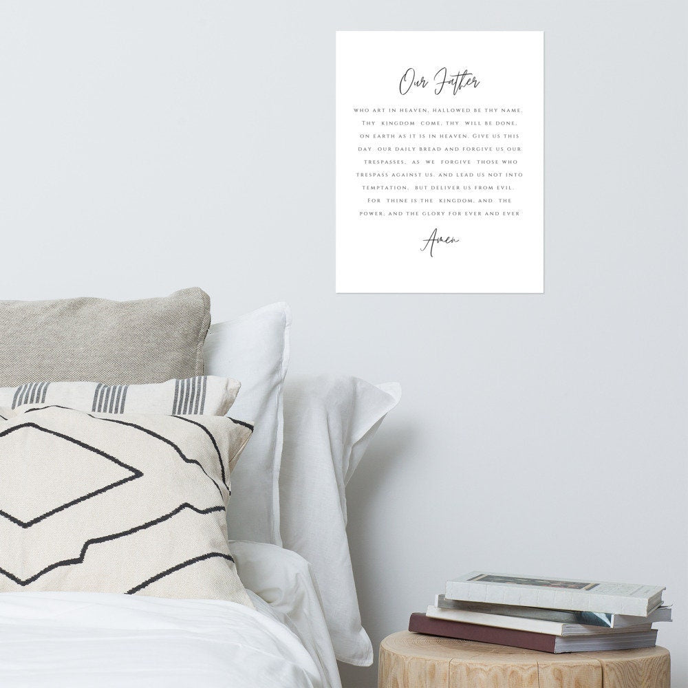 Lord's Prayer Poster | Dining Room Scripture Poster | Scripture Wall Art | Farmhouse Decor | Bible Verse Printed Art 16x20, 18x24, 24x36