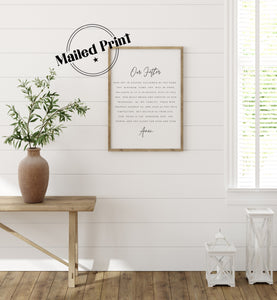 Lord's Prayer Poster | Dining Room Scripture Poster | Scripture Wall Art | Farmhouse Decor | Bible Verse Printed Art 16x20, 18x24, 24x36