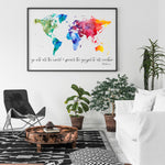Mark 16:15 Poster | Go Into All The World & Preach The Gospel To All Creation World Map Large Format Poster, Printed Art 16x20, 18x24, 24x36
