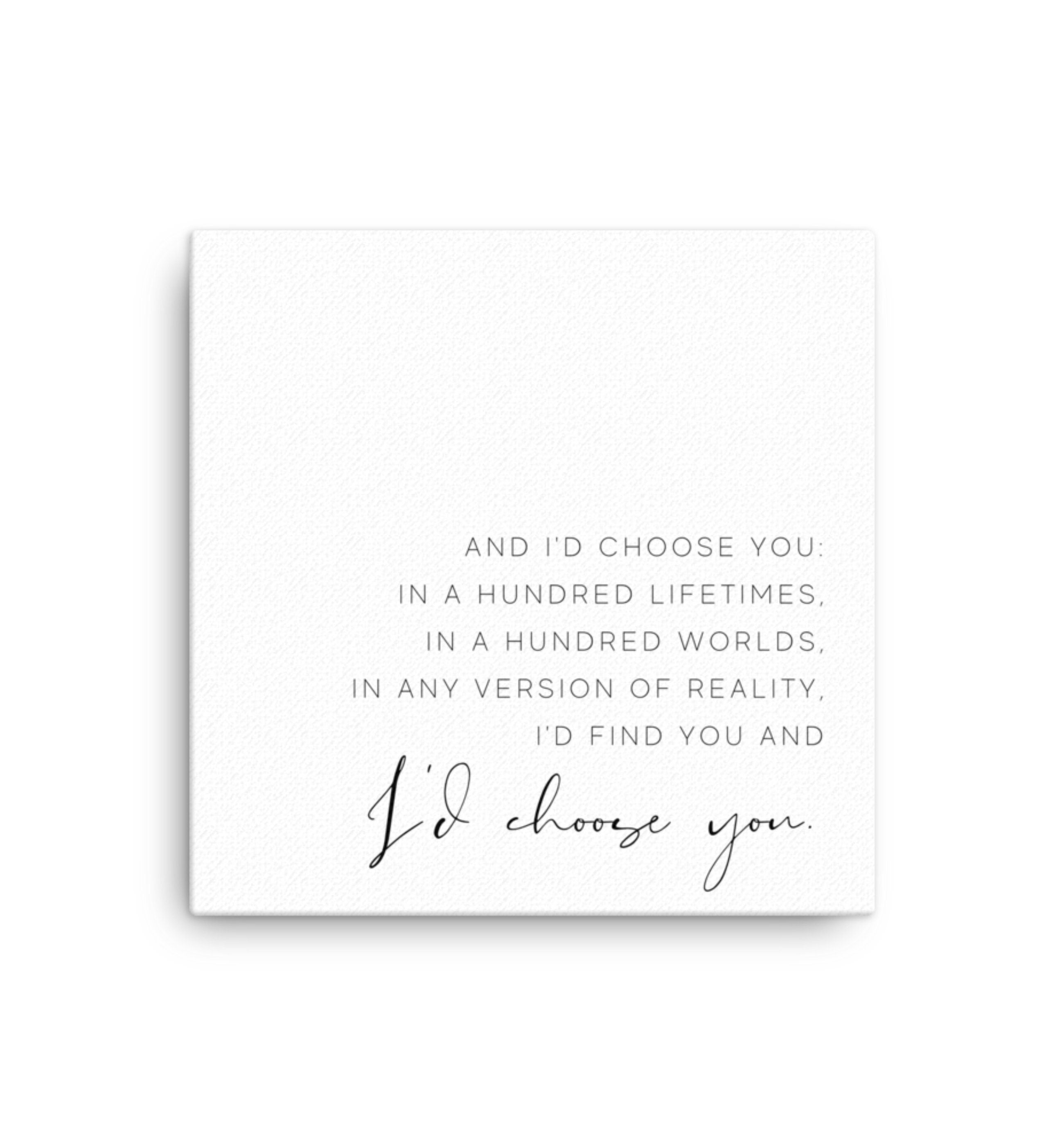 I Choose You Canvas Set of 2 | Master Bedroom Wall Art | I'd Choose You Over and Over Wedding gift | Above Bed Canvas