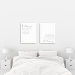 I Choose You Canvas Set of 2 | Master Bedroom Wall Art | I'd Choose You Over and Over Wedding gift | Above Bed Canvas