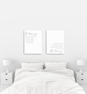 I Choose You Canvas Set of 2 | Master Bedroom Wall Art | I'd Choose You Over and Over Wedding gift | Above Bed Canvas