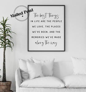 The Best Things in Life Poster Print Inspirational Quote, Positive Quotes, Quote Print, Best Friend Gift, Gift For Family