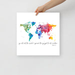 Mark 16:15 Poster | Go Into All The World & Preach The Gospel To All Creation World Map Large Format Poster, Printed Art 16x20, 18x24, 24x36