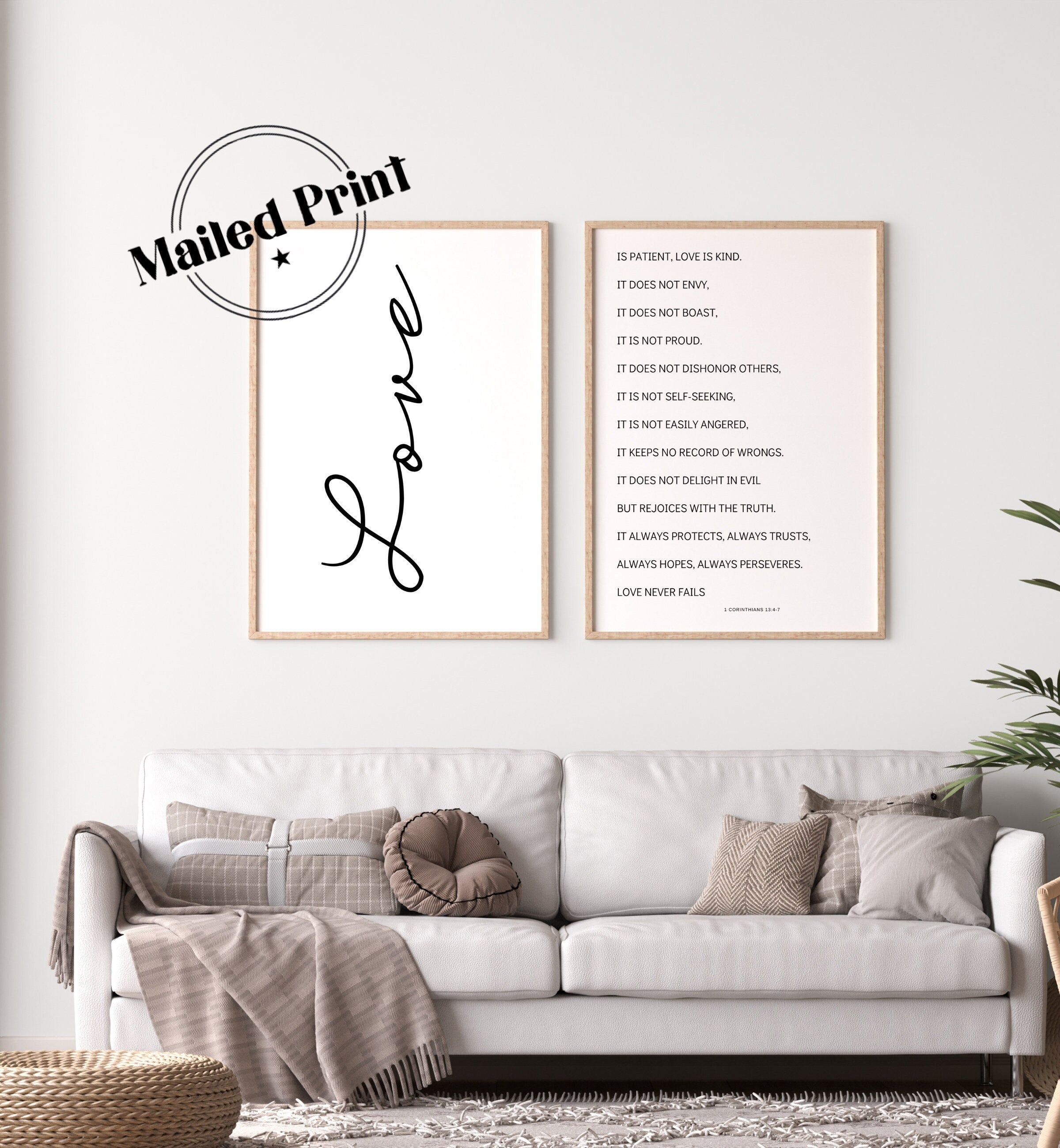 Love Is Patient Love is Kind Poster Set | Master Bedroom Wall Art | 1 Corinthians 13 | Bible Verse Wall Art | Guest Bedroom Decor