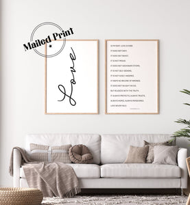 Love Is Patient Love is Kind Poster Set | Master Bedroom Wall Art | 1 Corinthians 13 | Bible Verse Wall Art | Guest Bedroom Decor