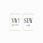 Yay You're Here Stay Awhile Poster Set | Printed Art 16x20, 18x24, 24x36, Guest Bedroom Decor, Vacation Home Wall Art
