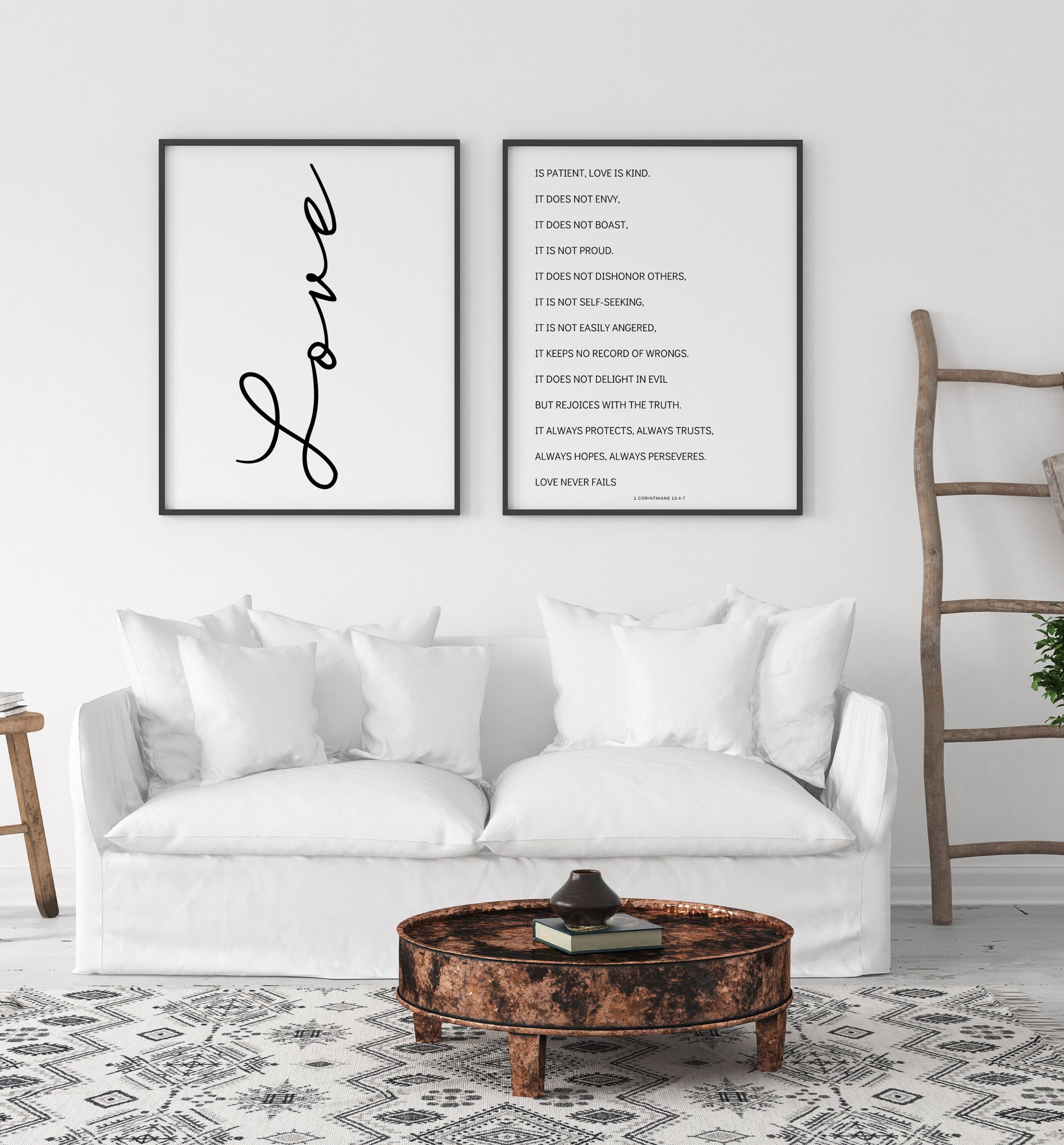 Love Is Patient Love is Kind Poster Set | Master Bedroom Wall Art | 1 Corinthians 13 | Bible Verse Wall Art | Guest Bedroom Decor