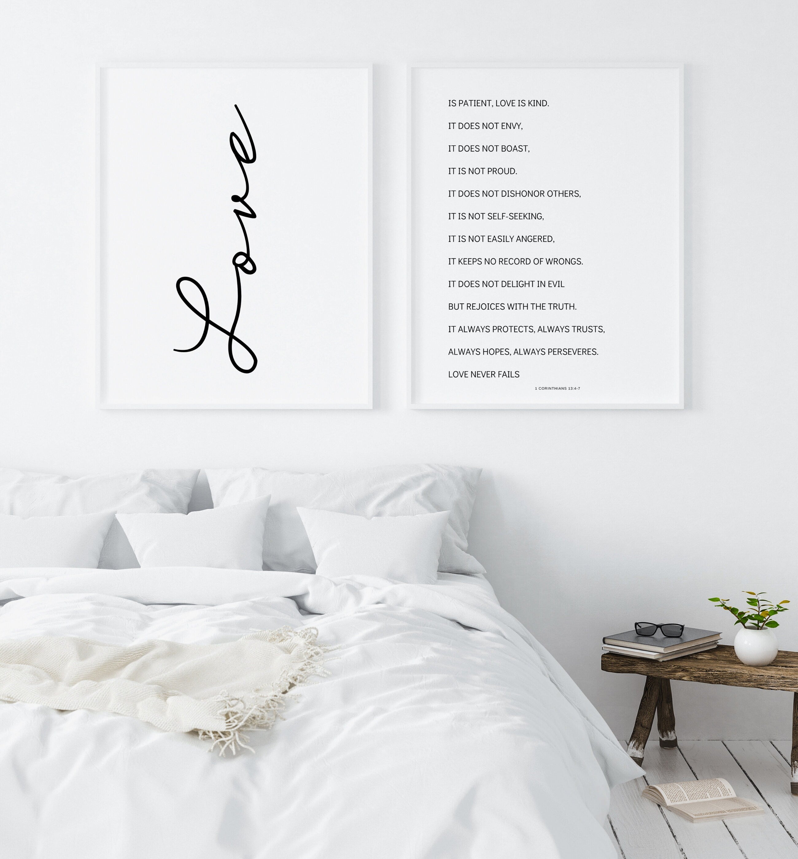 Love Is Patient Love is Kind Poster Set | Master Bedroom Wall Art | 1 Corinthians 13 | Bible Verse Wall Art | Guest Bedroom Decor