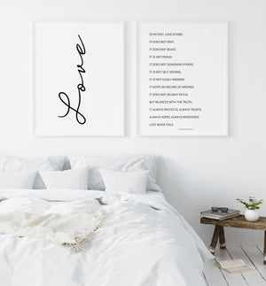 Love Is Patient Love is Kind Poster Set | Master Bedroom Wall Art | 1 Corinthians 13 | Bible Verse Wall Art | Guest Bedroom Decor