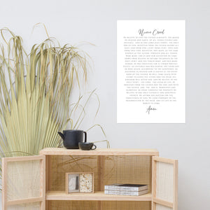 The Nicene Creed Poster | Dining Room Scripture Sign | Scripture Wall Art | Farmhouse Decor | Bible Verse Sign