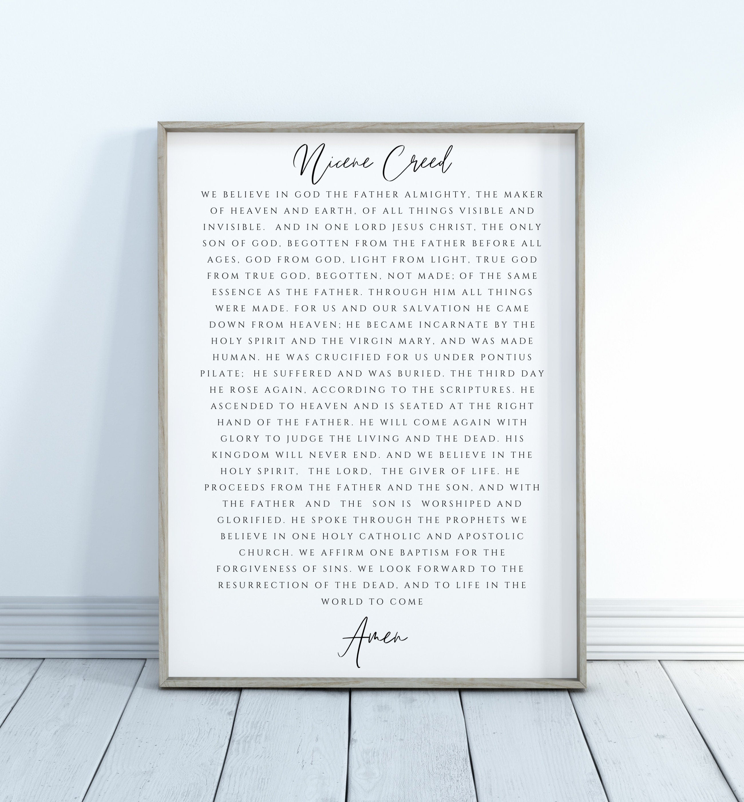The Nicene Creed Poster | Dining Room Scripture Sign | Scripture Wall Art | Farmhouse Decor | Bible Verse Sign