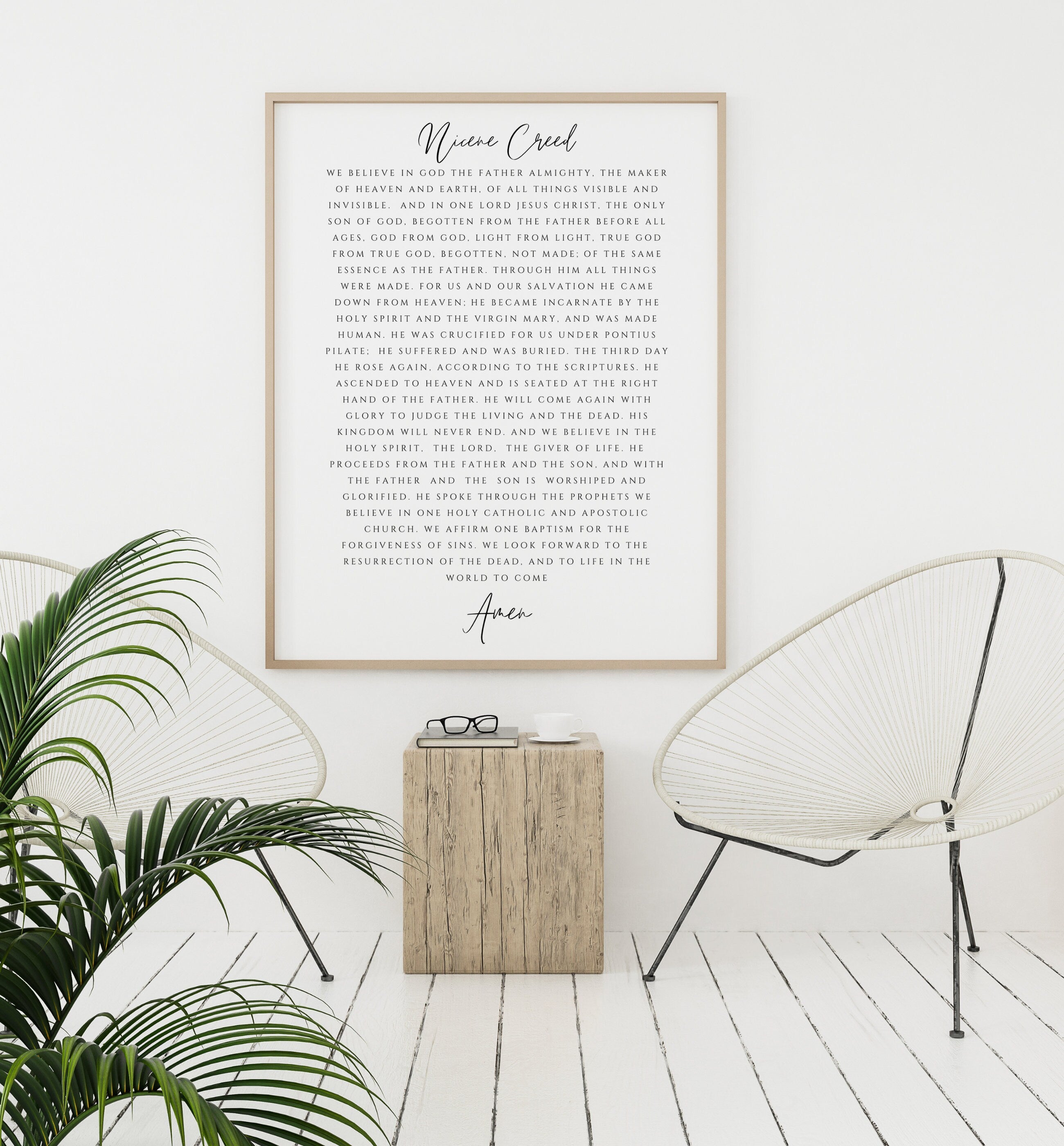 The Nicene Creed Poster | Dining Room Scripture Sign | Scripture Wall Art | Farmhouse Decor | Bible Verse Sign