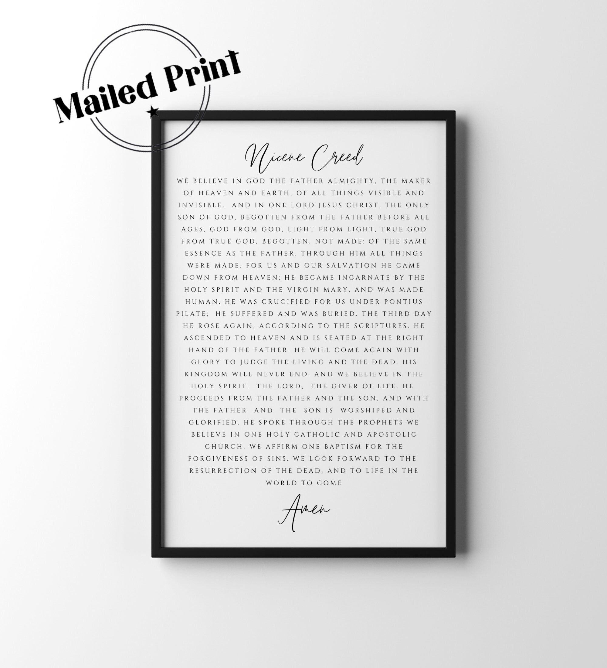 The Nicene Creed Poster | Dining Room Scripture Sign | Scripture Wall Art | Farmhouse Decor | Bible Verse Sign