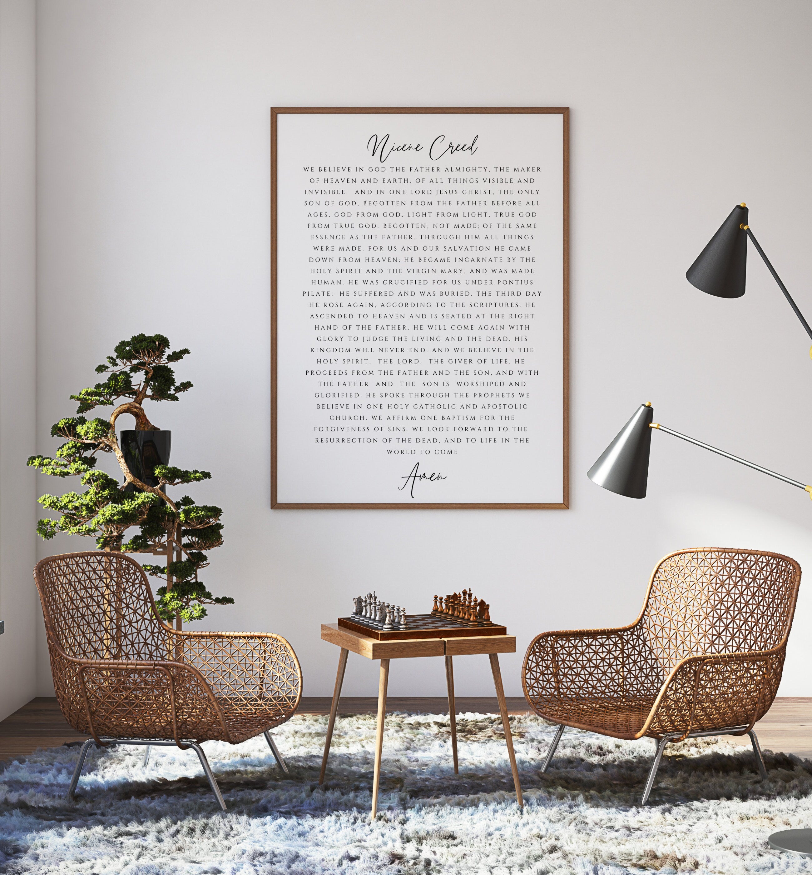 The Nicene Creed Poster | Dining Room Scripture Sign | Scripture Wall Art | Farmhouse Decor | Bible Verse Sign