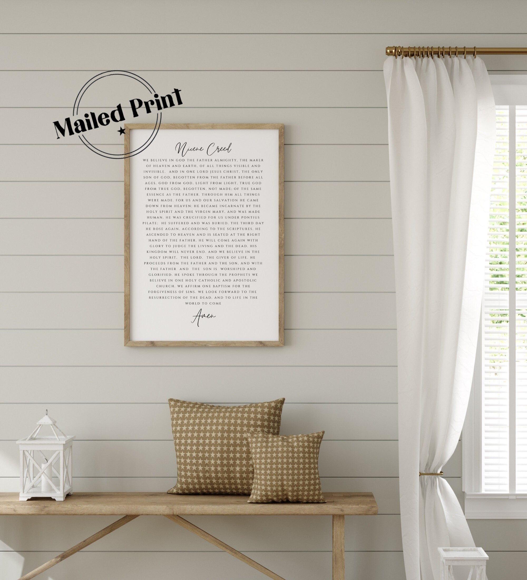 The Nicene Creed Poster | Dining Room Scripture Sign | Scripture Wall Art | Farmhouse Decor | Bible Verse Sign