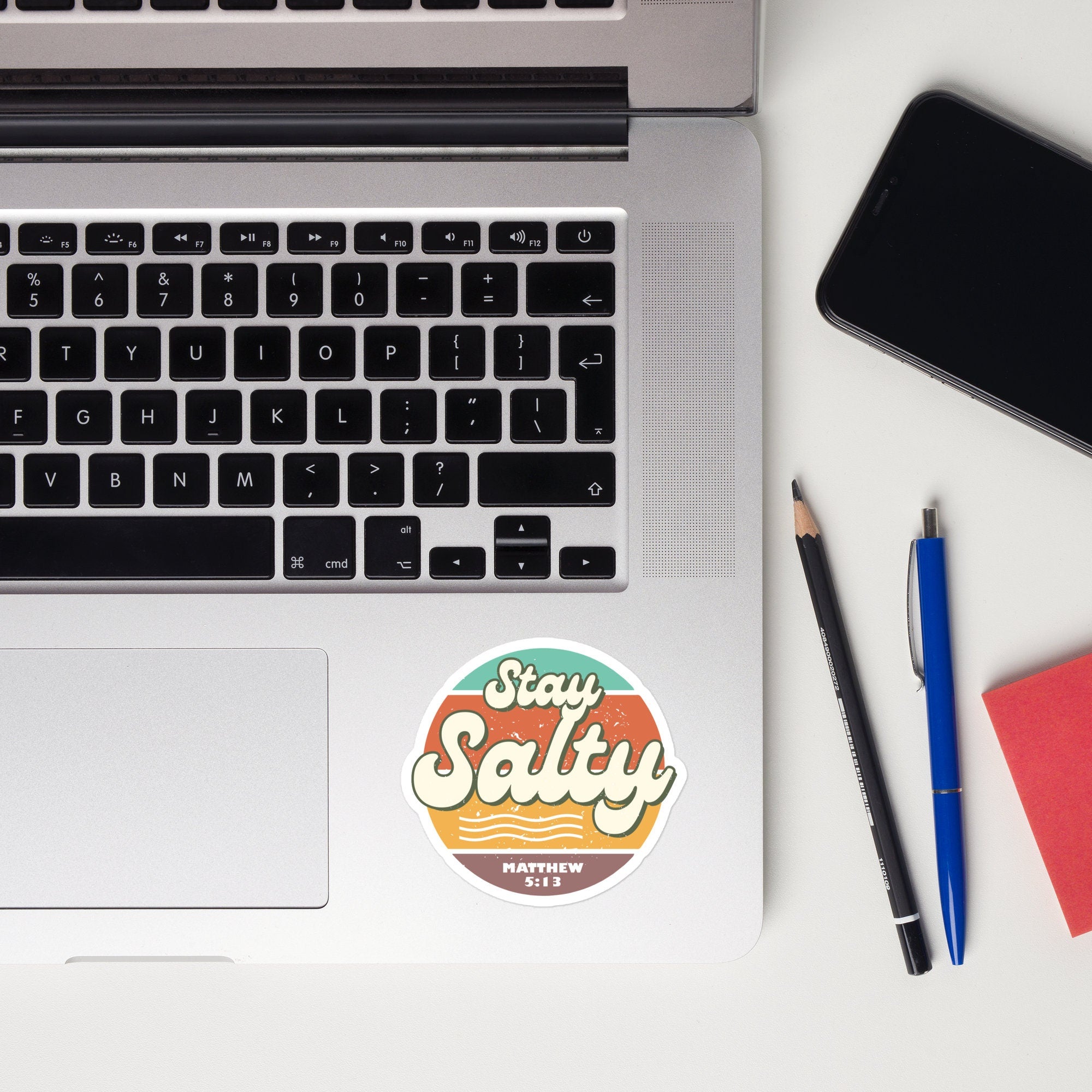 Stay Salty Retro Sticker | Matthew 5:13 | Water bottle, Laptop Stickers | Vinyl Waterproof Sticker