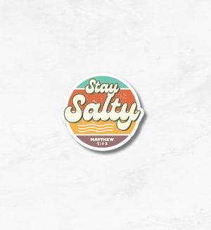 Stay Salty Retro Sticker | Matthew 5:13 | Water bottle, Laptop Stickers | Vinyl Waterproof Sticker