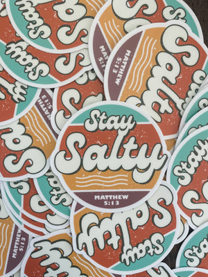 Stay Salty Retro Sticker | Matthew 5:13 | Water bottle, Laptop Stickers | Vinyl Waterproof Sticker