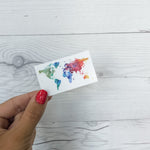 World Map Stickers | Clear Sticker Decals | Laptop Stickers | Watercolor Rainbow World Sticker | Notebook Stickers | USA Map Stickers